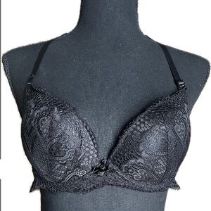 Victoria's Secret Black Lace Push Up Bra-converts to strapless. Size 36B